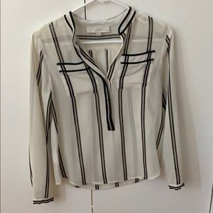 LOFT sheer, black and white striped top